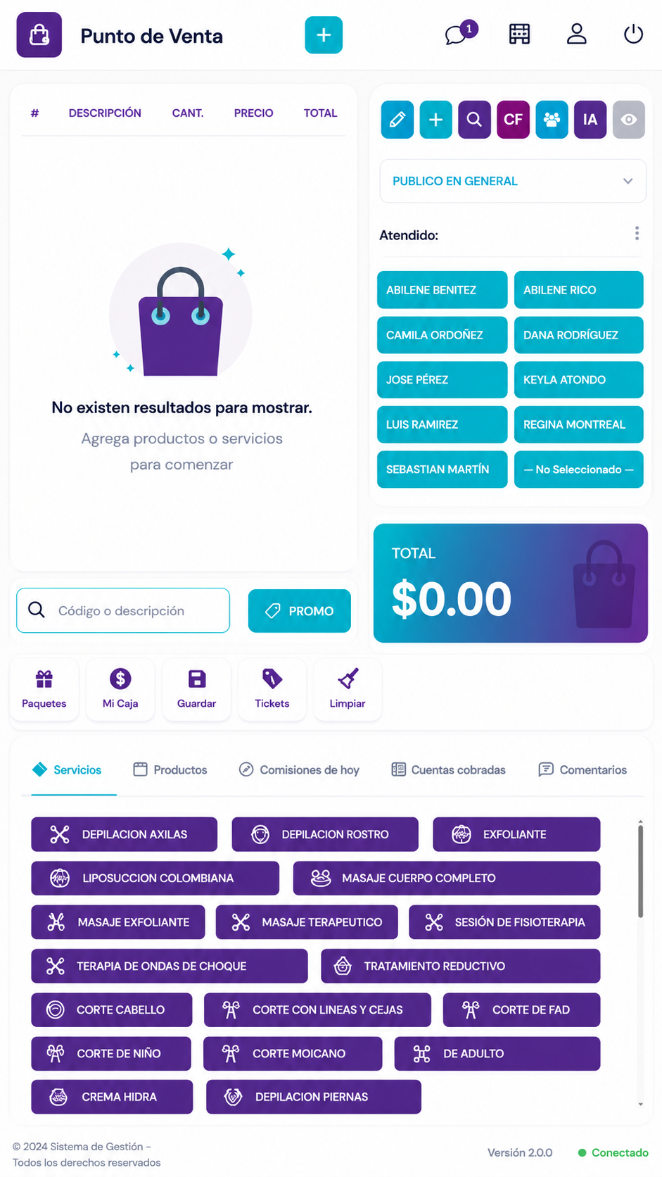 Punto de venta - Vista móvil