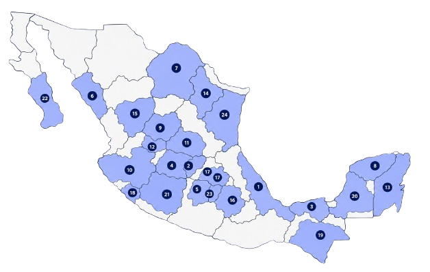 Mapa de México con ubicaciones SyServ
